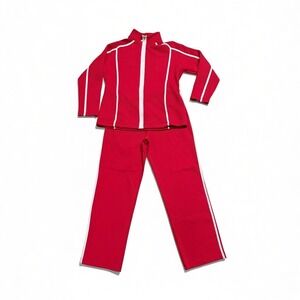Drapers & Damon's Women's Red Athleisure Set Jacket Pants Full Zip‎ Athletic